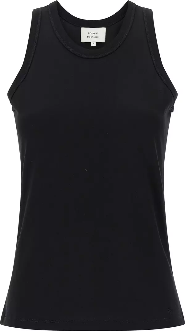 Black Cotton Sleeveles T-Shirt