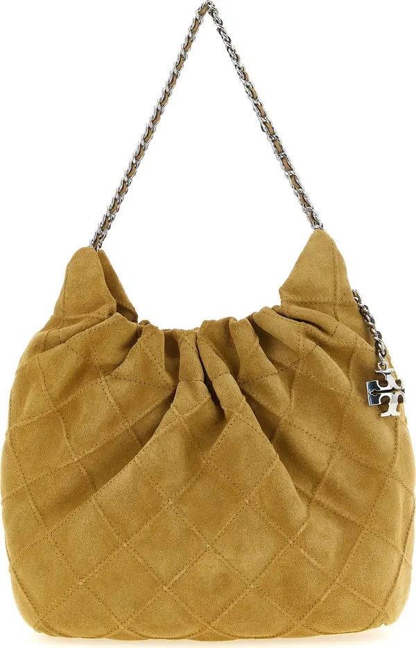 Beige Calfskin Shoulder Bag