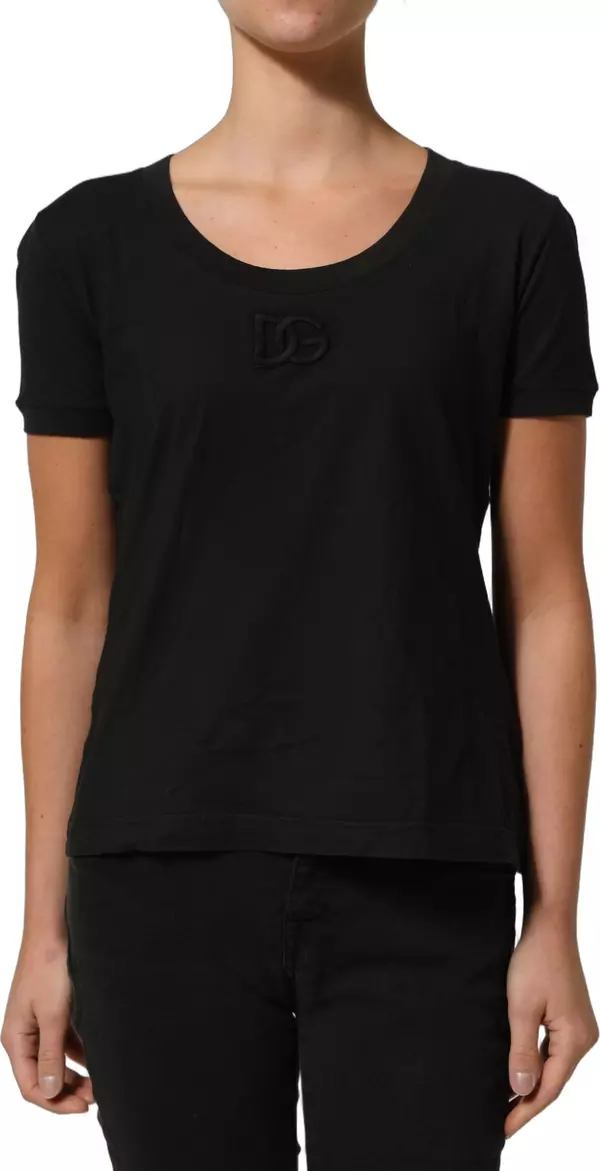 Black DG Logo Cotton Round Neck Tee T-shirt