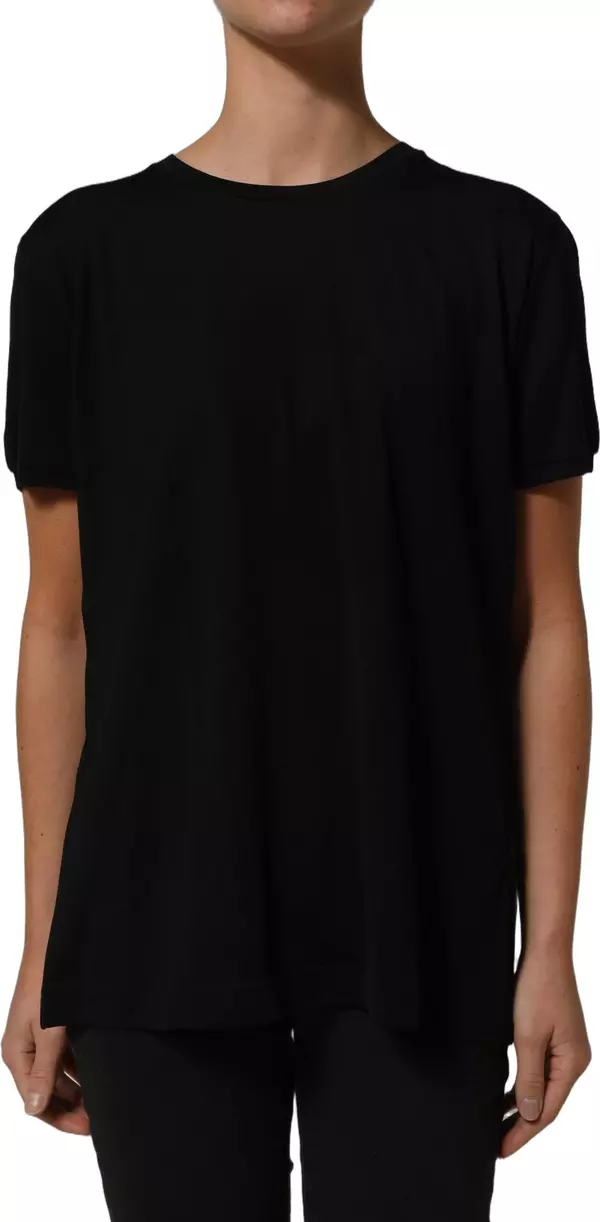 Black Wool Crew Neck Short Sleeves T-shirt