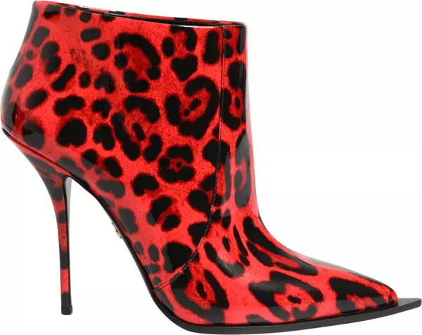 Red Leopard Cardinale Ankle Boots Shoes