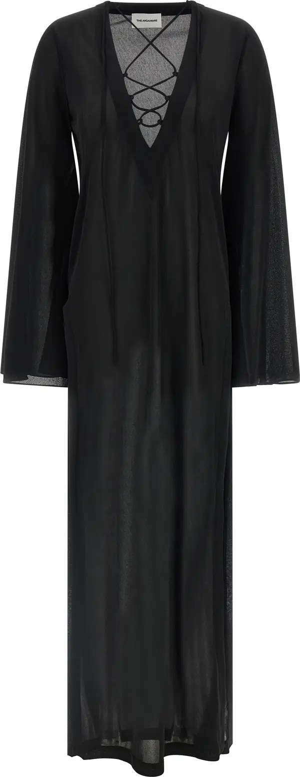 Black Polyester Long Dress
