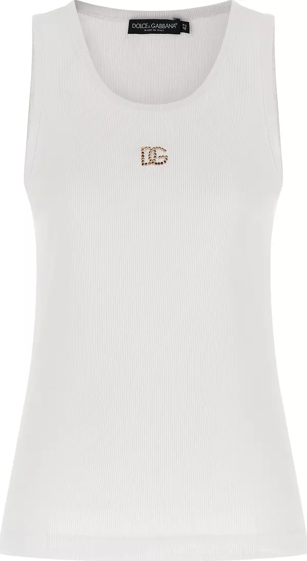 White Cotton Sleeveles T-Shirt