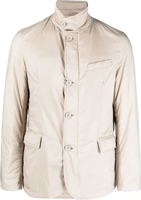 Beige Polyamide Full-Length Jacket