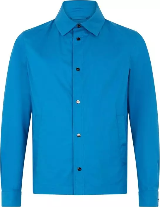 Blue Cotton Full-Length Jacket