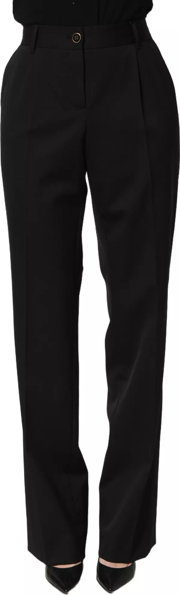 Black High Waist Straight Dress Trouser Pants