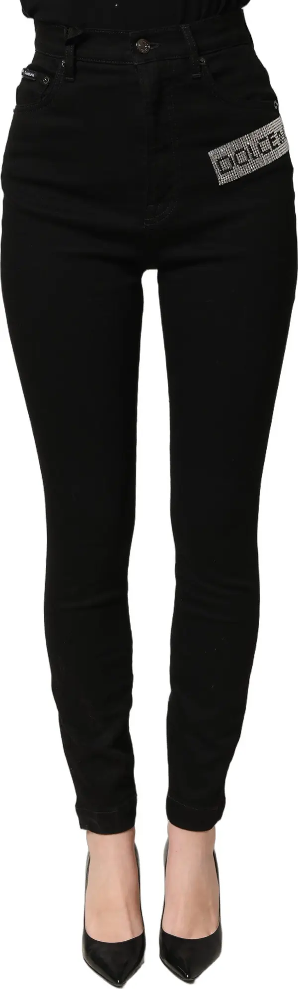 Black Grace Rhinestone HighWaist Denim Jeans
