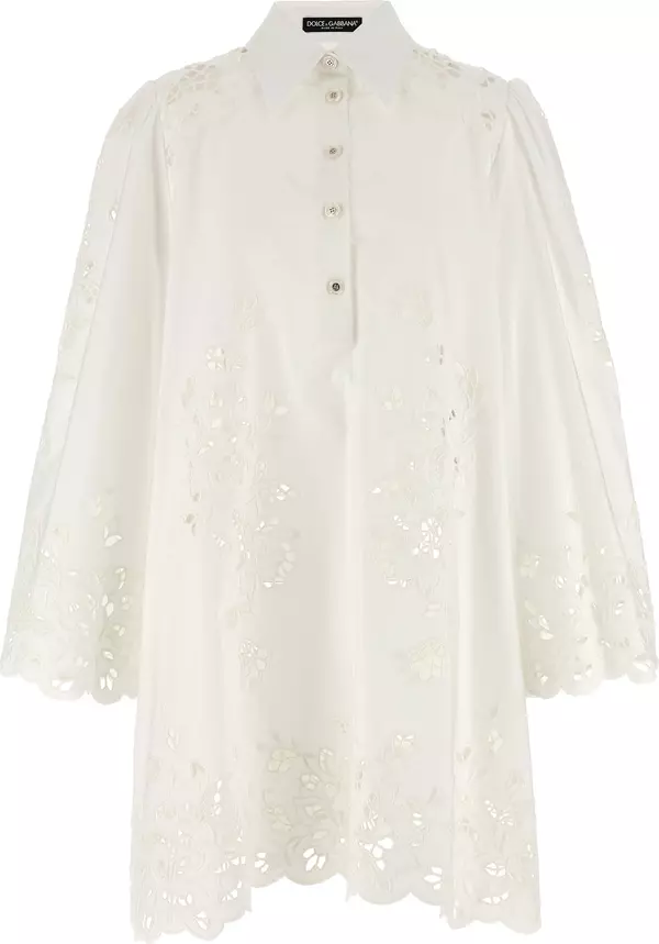 White Cotton Short Dress