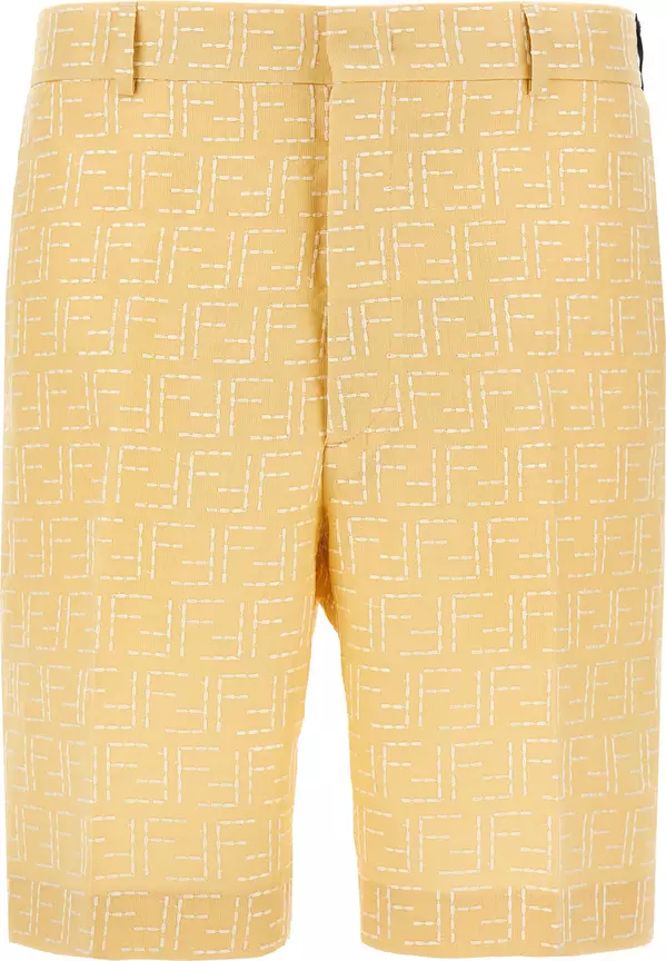 Bicolor Linen Bermuda Shorts