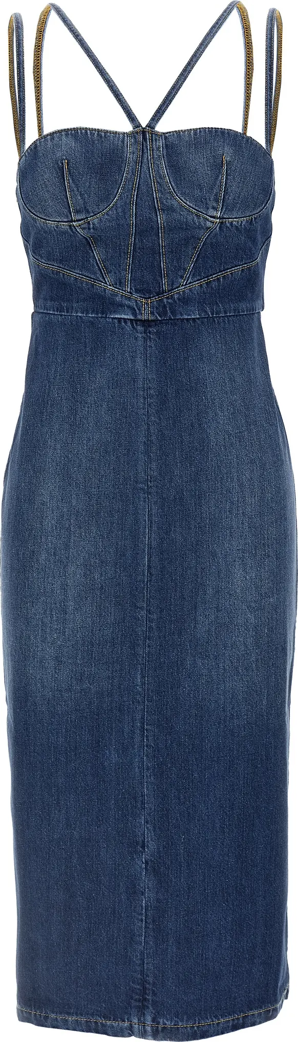 Blue Cotton Midi Dress