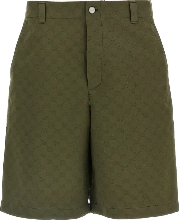 Bicolor Cotton Bermuda Shorts