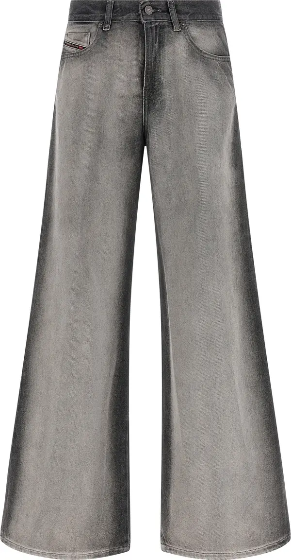Gray Cotton Flared Jeans