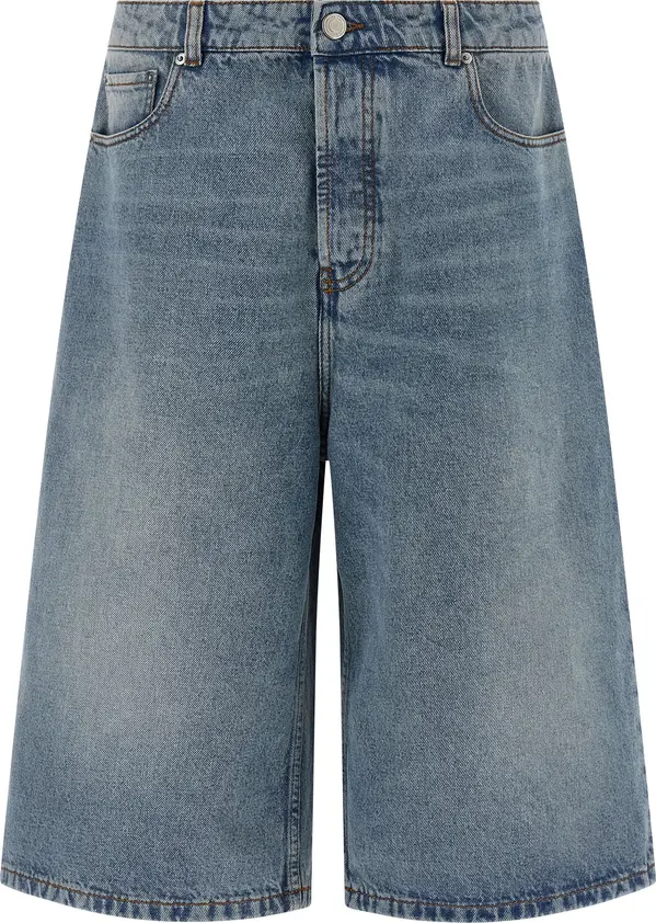 Blue Cotton Bermuda Shorts