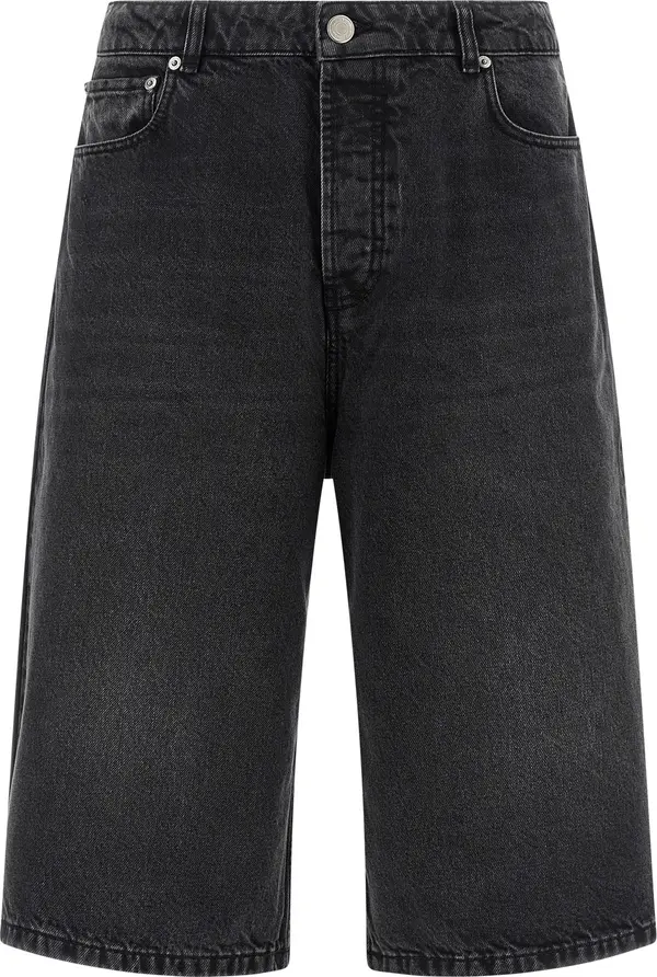 Black Cotton Bermuda Shorts