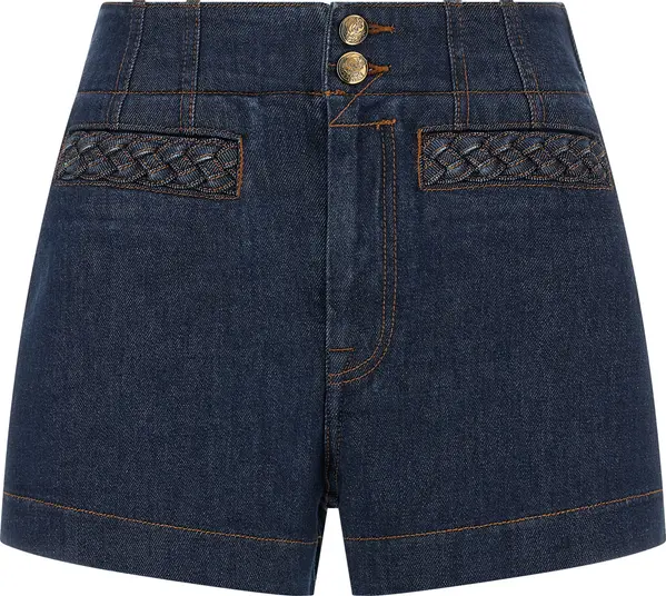 Blue Cotton Bermuda Shorts