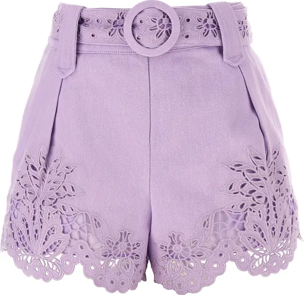 Purple Linen Bermuda Shorts