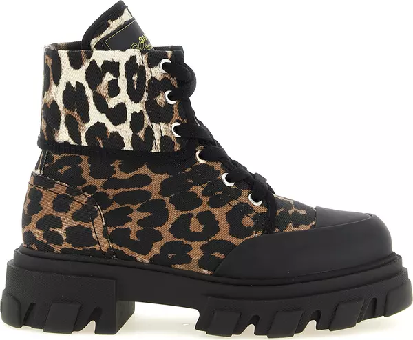 Multicolor Cotton Lace-Up Boots