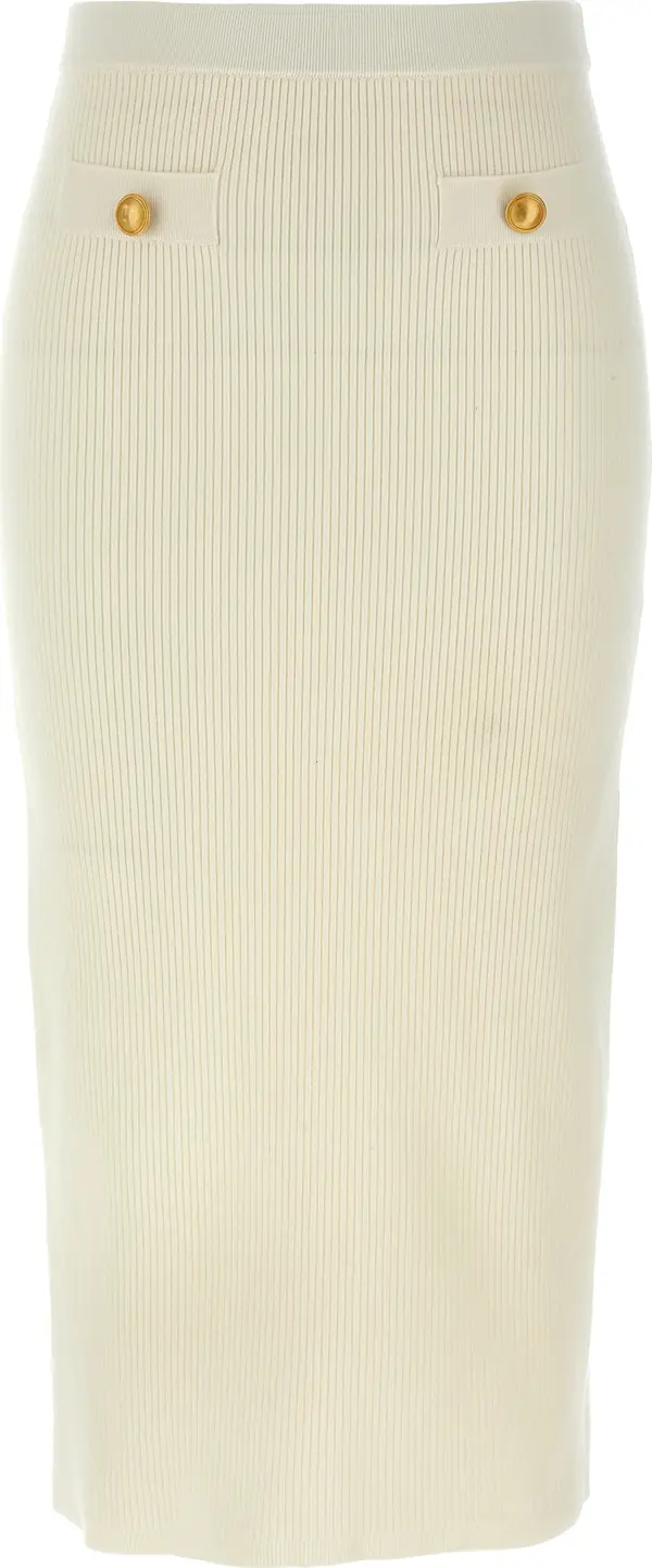 White Wool Midi Skirt