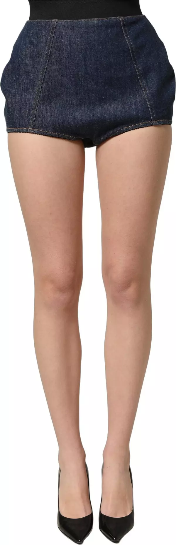 Blue Cotton High Waist Denim Hotpants Shorts