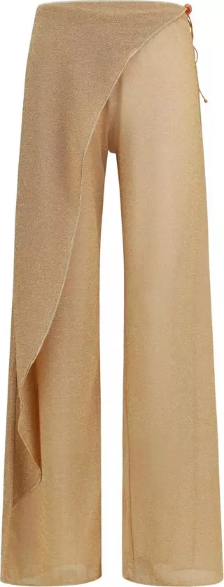 Gold Polyamide Casual Pants