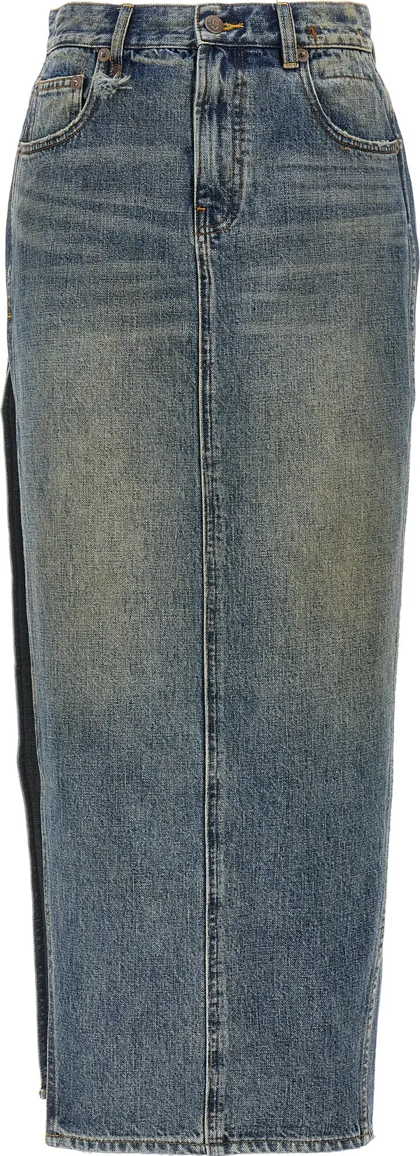 Blue Cotton Mini Skirt