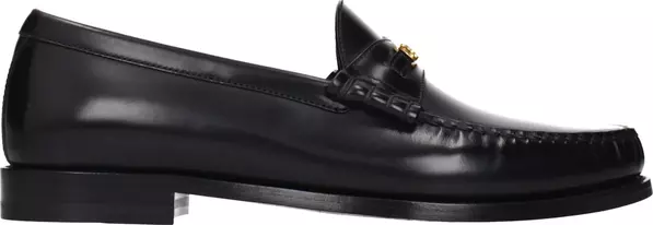Black Leather Slip-On Loafers