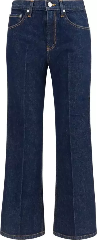 Blue Cotton Flared Jeans