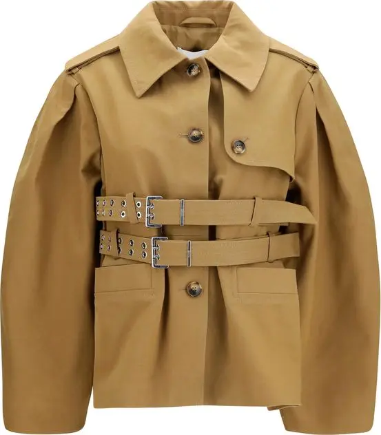 Beige Cotton Full-Length Jacket