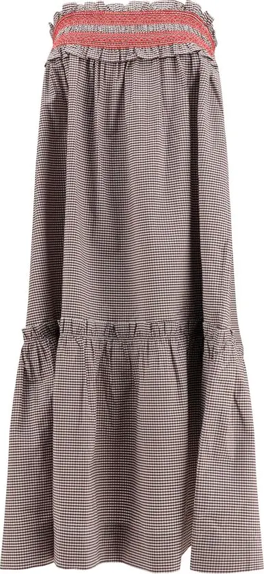 Brown Cotton Midi Skirt