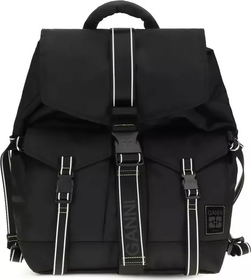 Black Recycled Polyamide Backpack