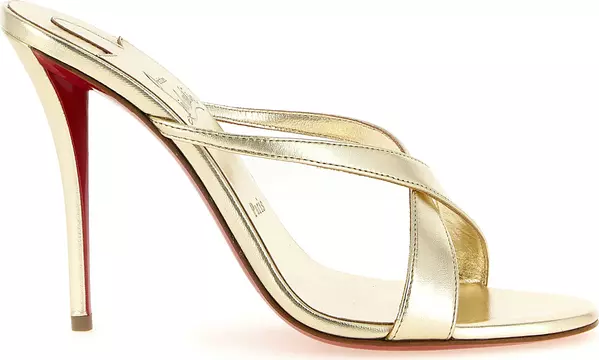 Gold Lambskin Stiletto Heel Sandals