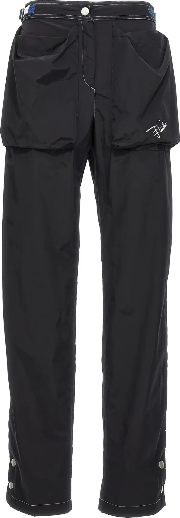 Black Polyamide Casual Pants