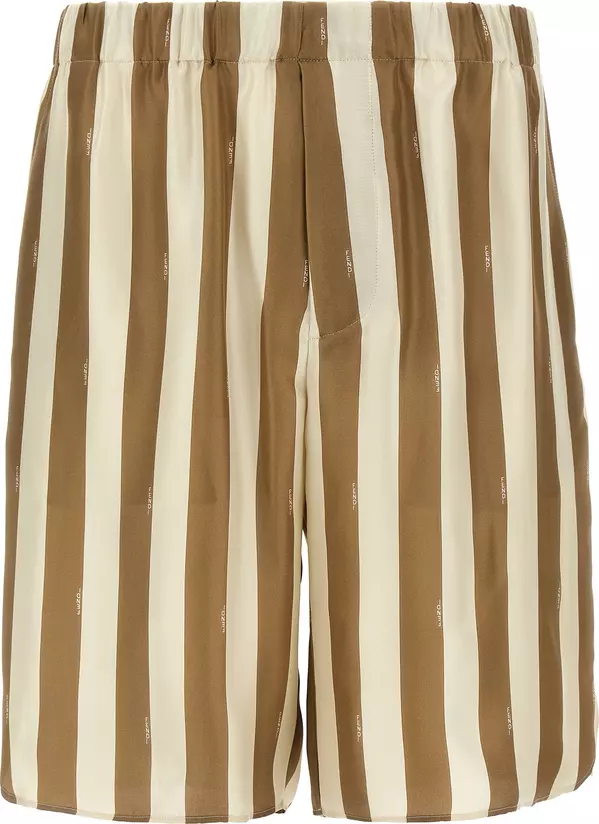 Beige Silk Bermuda Shorts