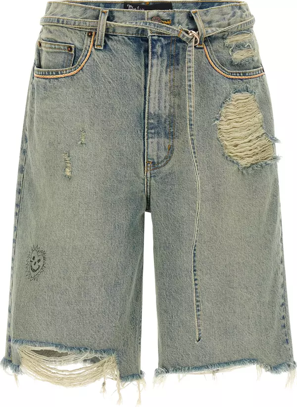 Blue Cotton Bermuda Shorts