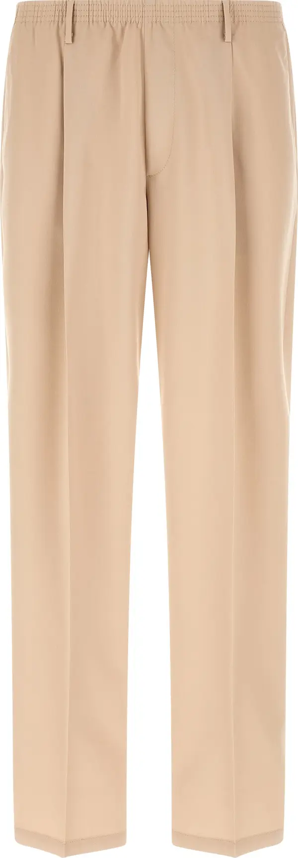 Beige Polyester Casual Pants