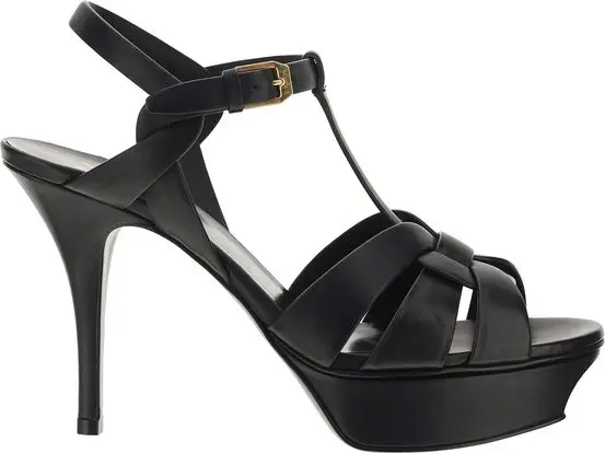 Black Calf Leather Bos Taurus Platform Sandals