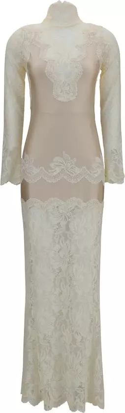 Beige Polyamide Long Dress