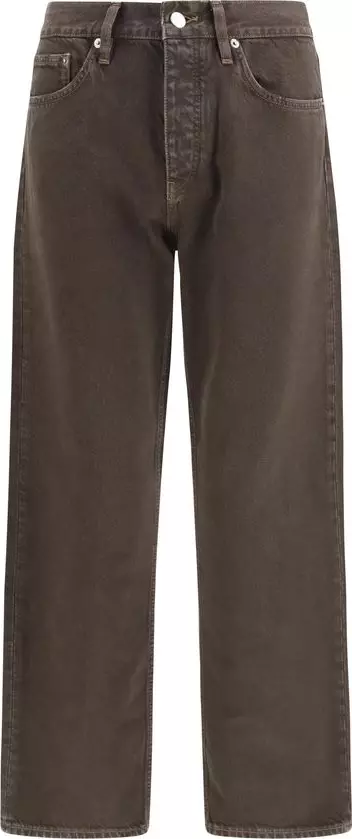 Brown Cotton Relaxed Fit Jeans