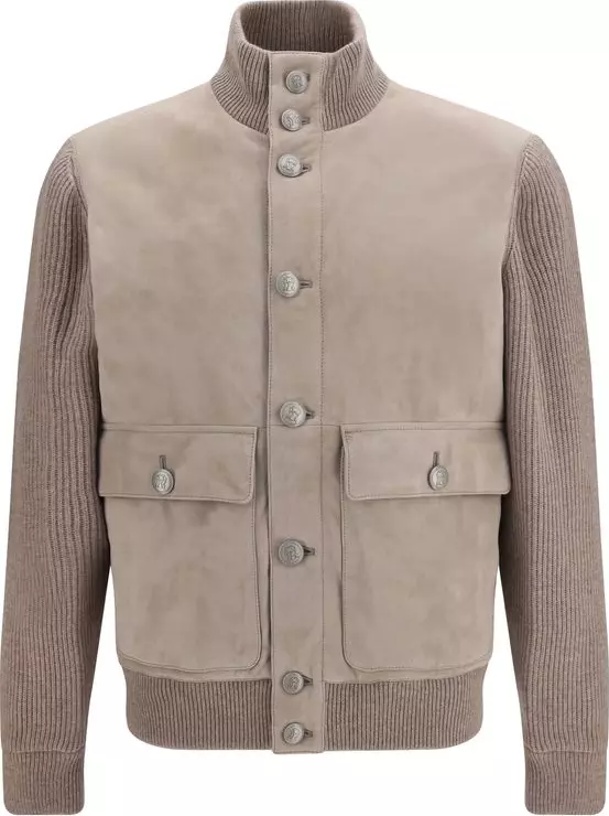 Beige Calf Leather Bos Taurus Full-Length Jacket