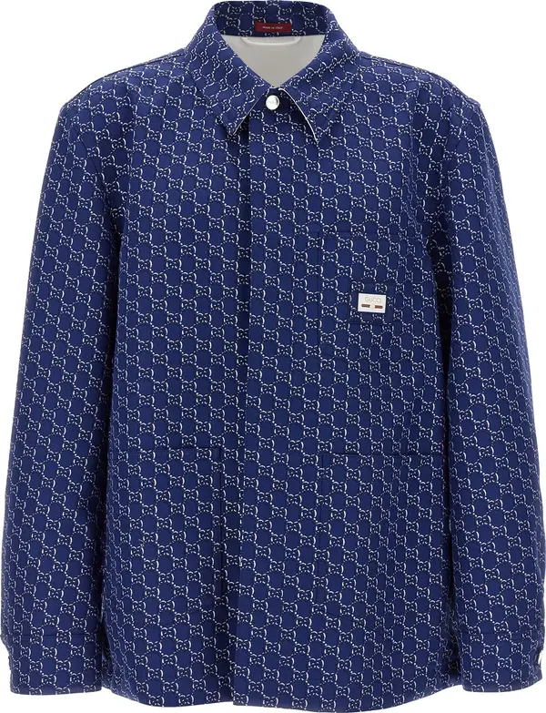 Blue Cotton Biker Jacket