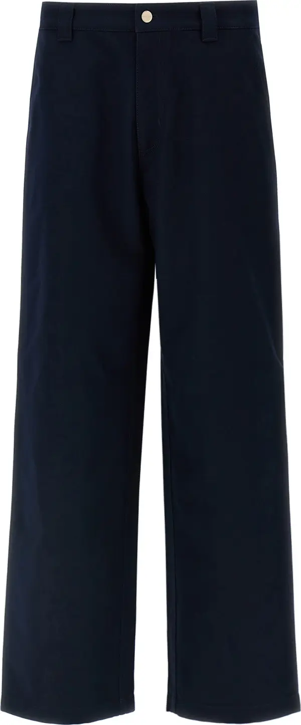 Blue Cotton Casual Pants