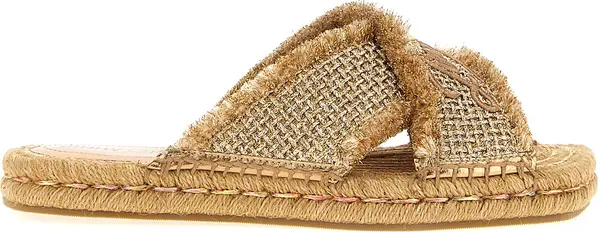 Gold Textile Slides
