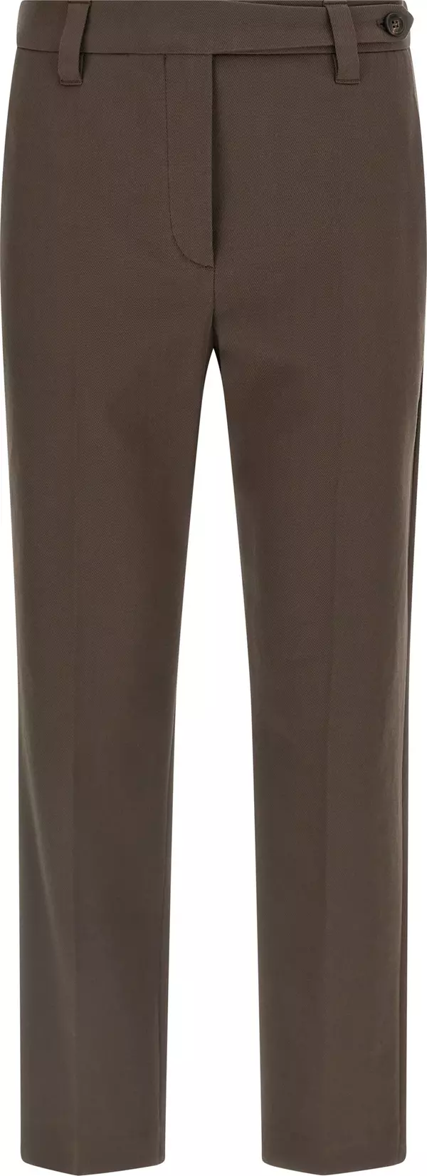 Brown Cotton Casual Pants