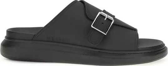 Black Polyurethane Sandals