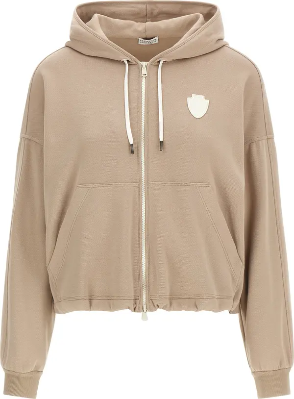 Beige Cotton Hoodie