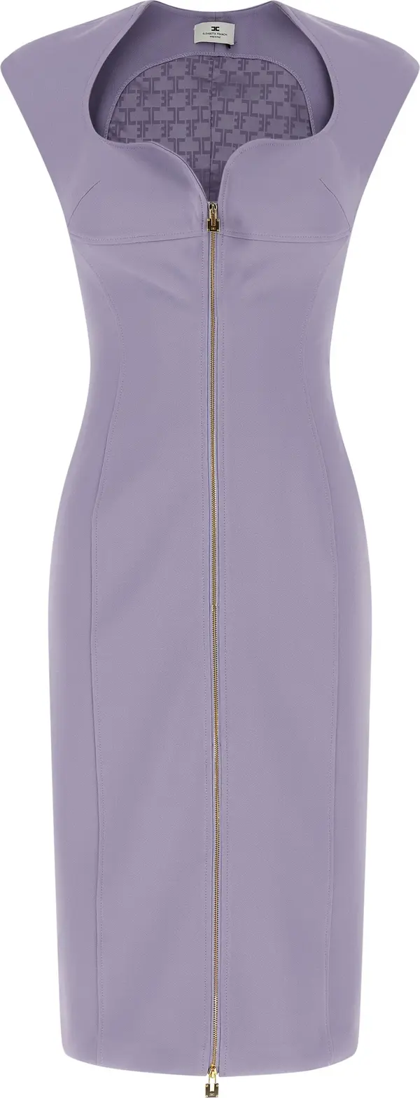 Purple Polyester Midi Dress