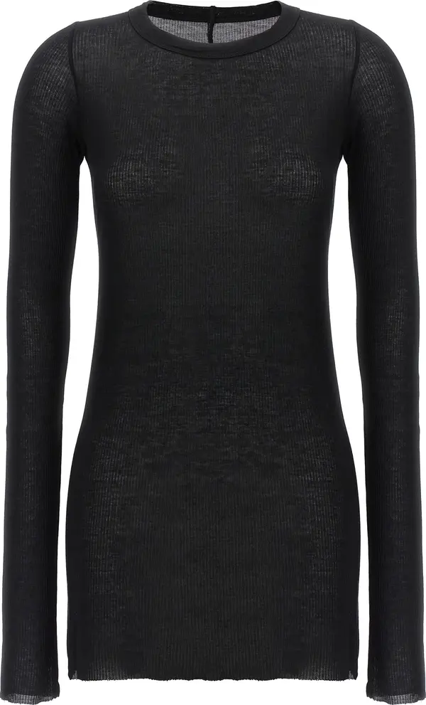 Black Viscose Long Sleeve T-Shirt