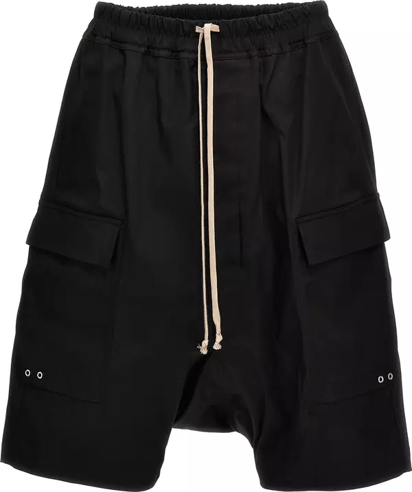 Black Cotton Bermuda Shorts