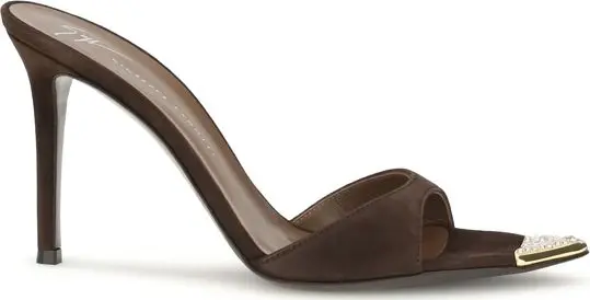 Brown Calf Leather Bos Taurus Stiletto Heel Sandals