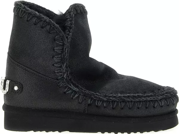 Black Lamb Leather Ankle Boots